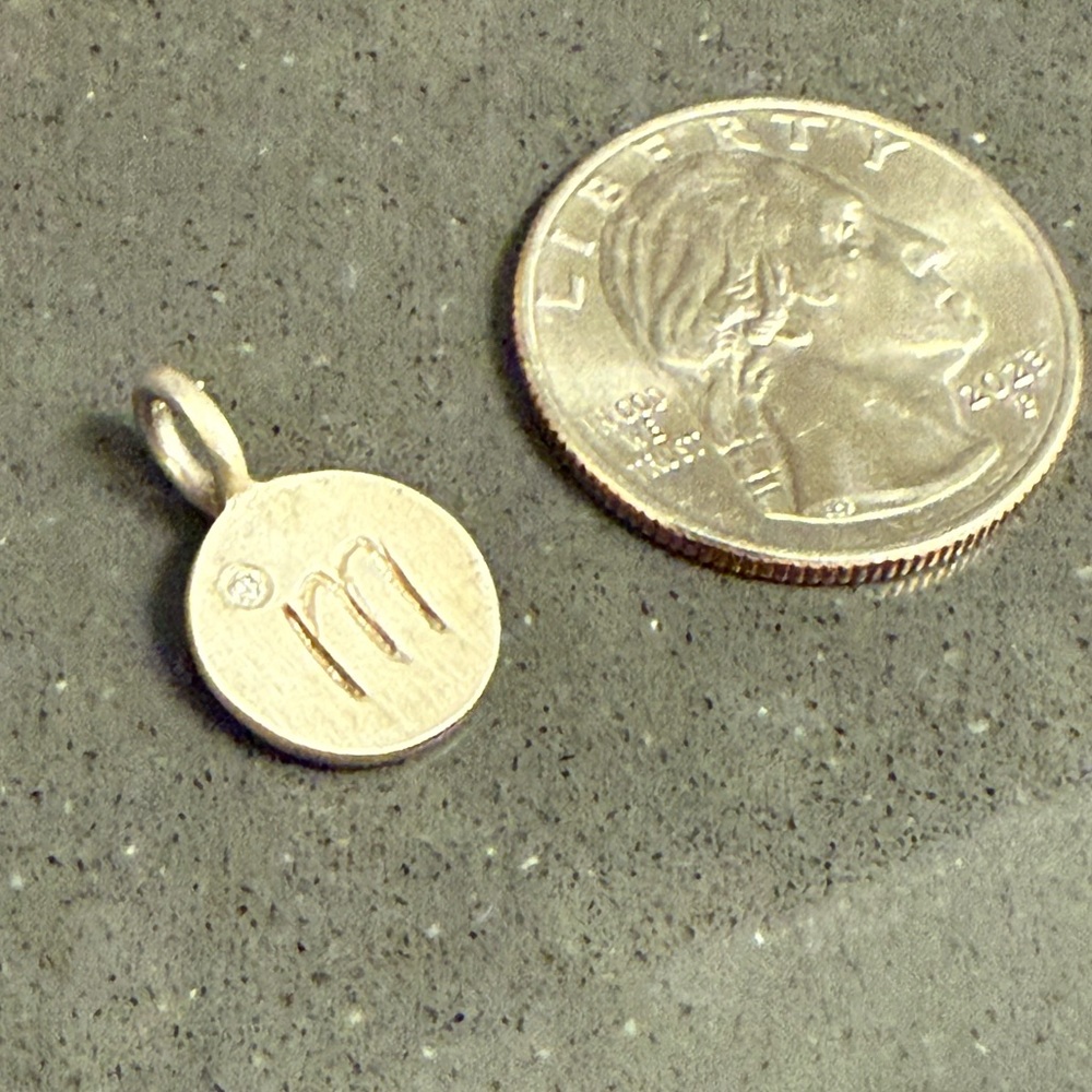 Sterling Silver Initial Pendant Charm- Letter M